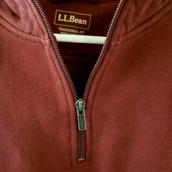 L.L. Bean Quarter Zip Vintage Pullover Red Maroon Men's Size Medium Cotton - Picture 5 of 7